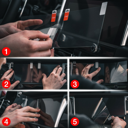 Someone applies GrizzProtector Displayschutzfolie for Kia Sportage 5 (2025) display in five simple steps.