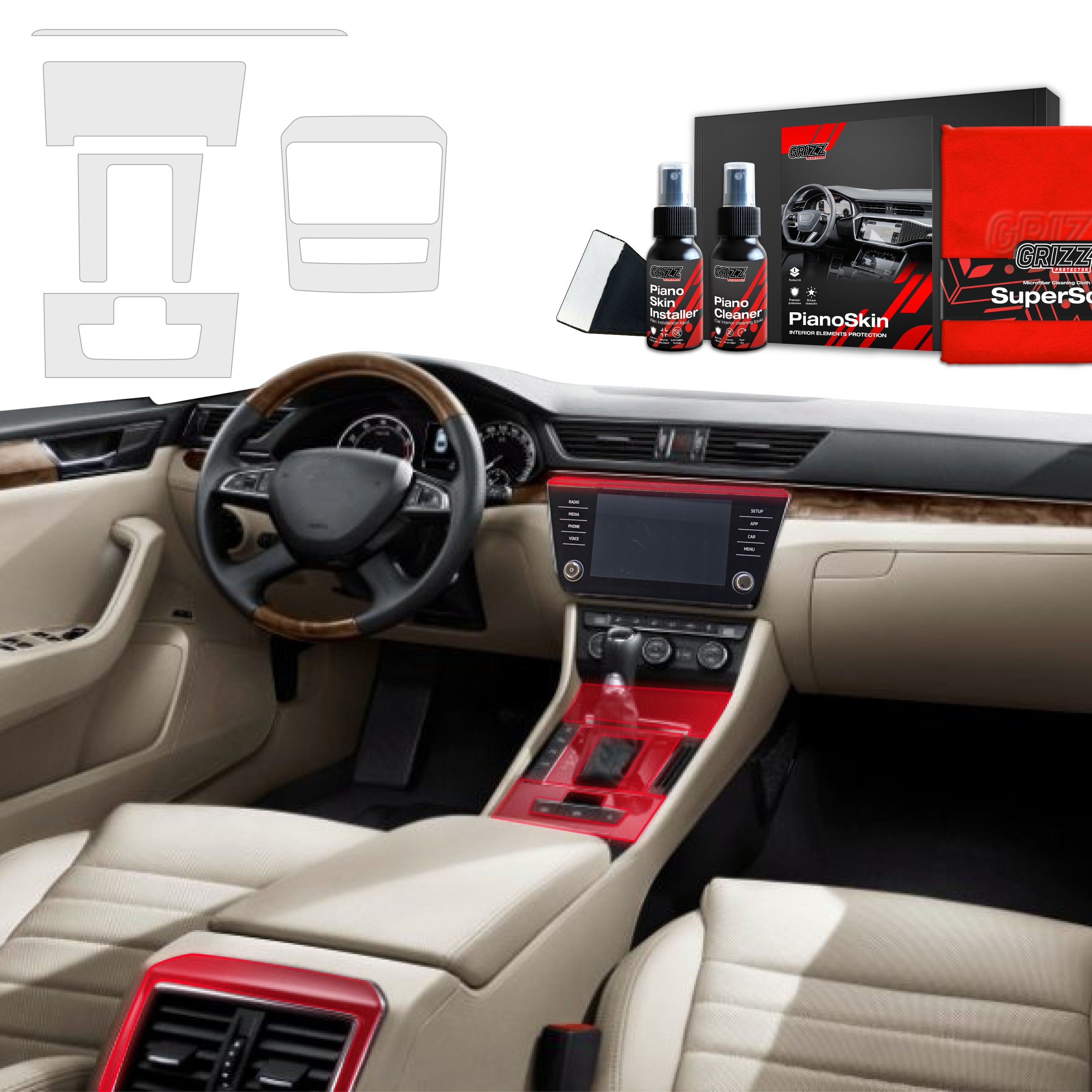 Piano Skin folies voor Skoda - Mat & Helder