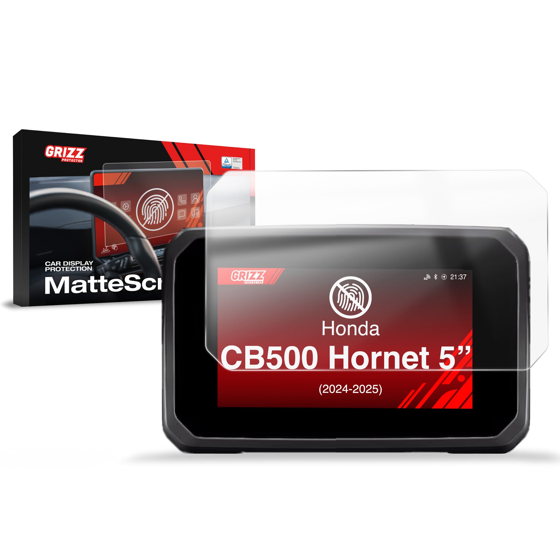 GrizzProtector Displayschutzfolie für Honda CB500 Hornet 5" (2024-2025), matt & anti-fingerprint, MatteScreen Verpackung.