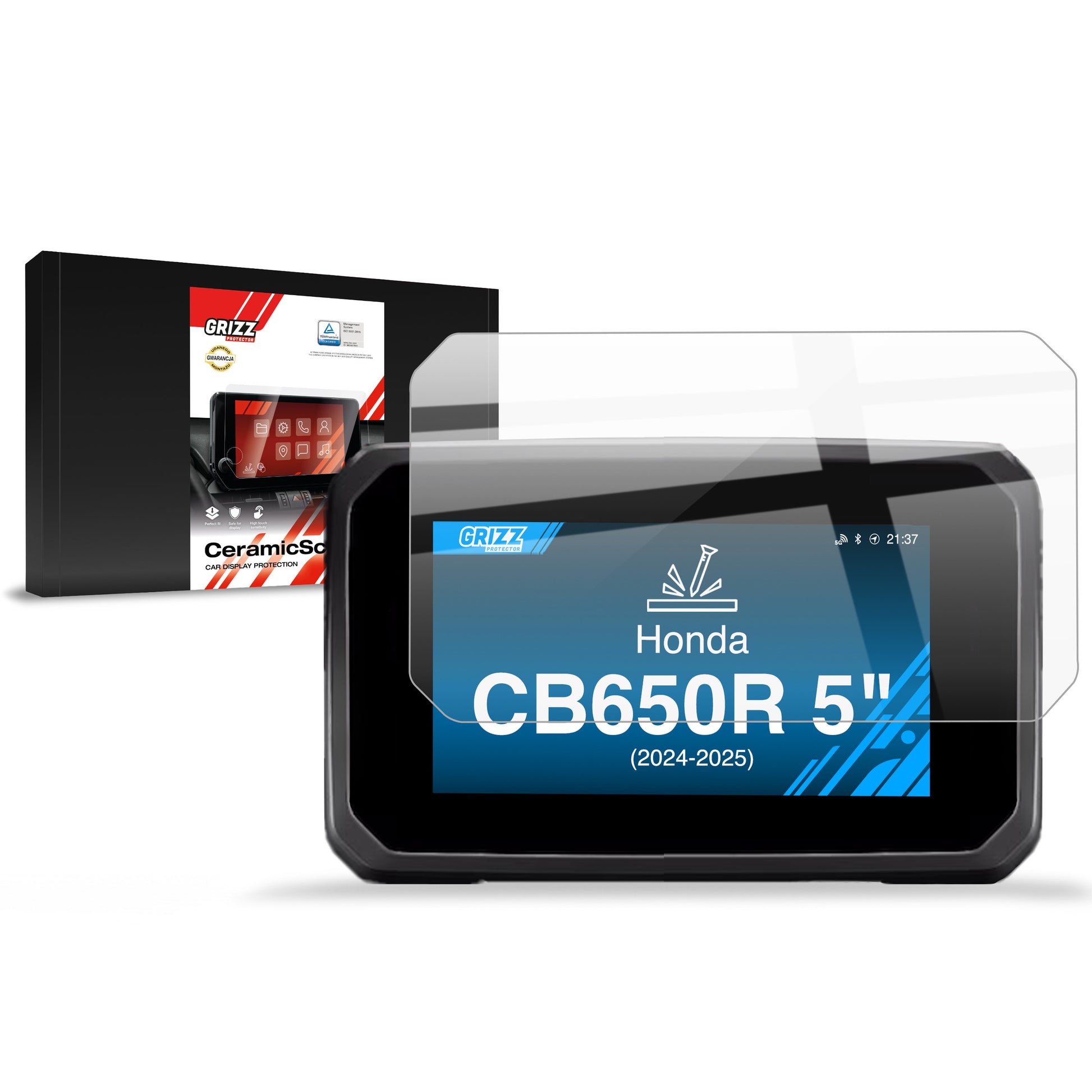 GrizzProtector Displayschutzfolie für Honda CB650R 5" (2024-2025), kratzfest, klar, inkl. Verpackung und Folie.