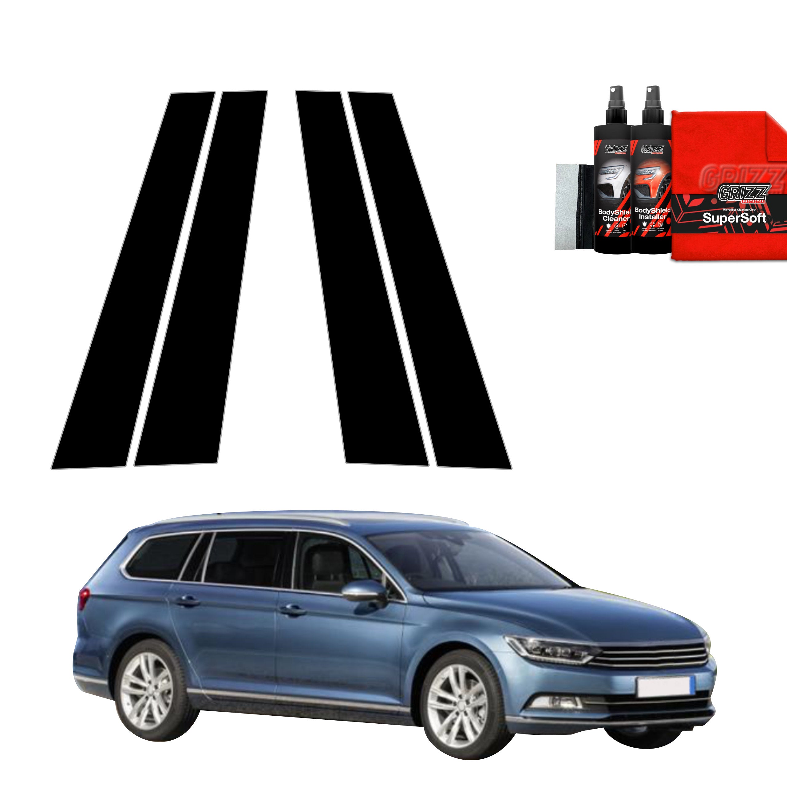 Lackschutzshop Paint Protection Film Kit For VW Passat B8 Variant Estate - Carbon Black Load Sill Guard