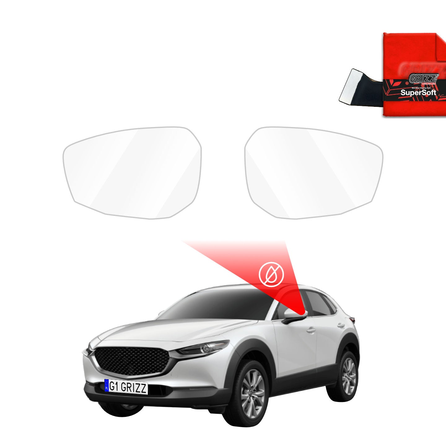 Rain protection film for exterior mirrors